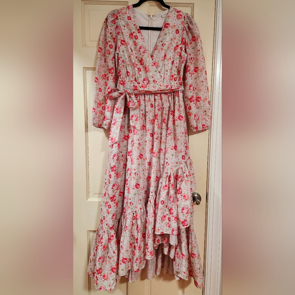 White with pink flowers IVY CITY dress.